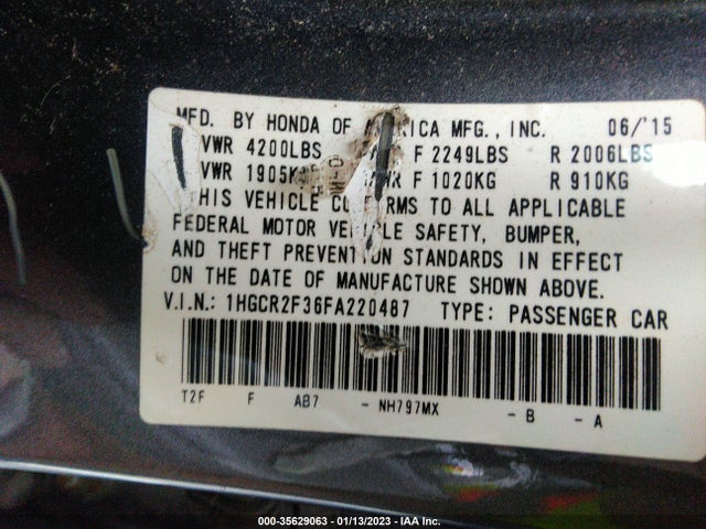 Honda Accord Sedan Lx 2015 1HGCR2F36FA220487 Image 9