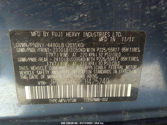 Subaru Forester 2012 JF2SHADC2CH425240 Image 11