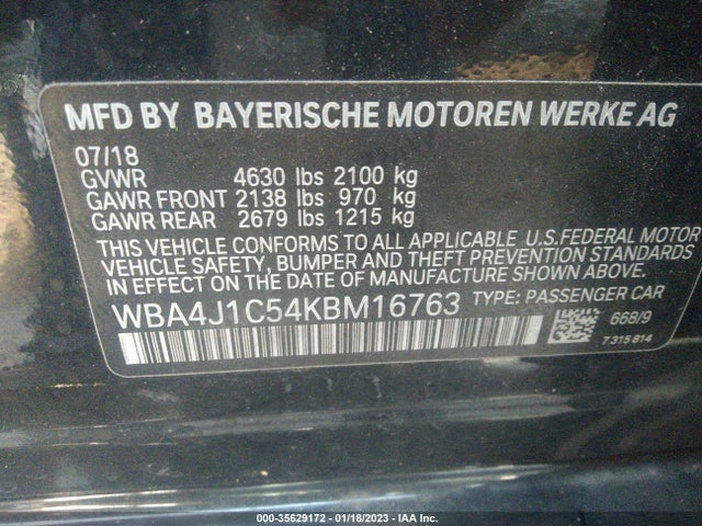 BMW 4 Series 2019 WBA4J1C54KBM16763 Image 10