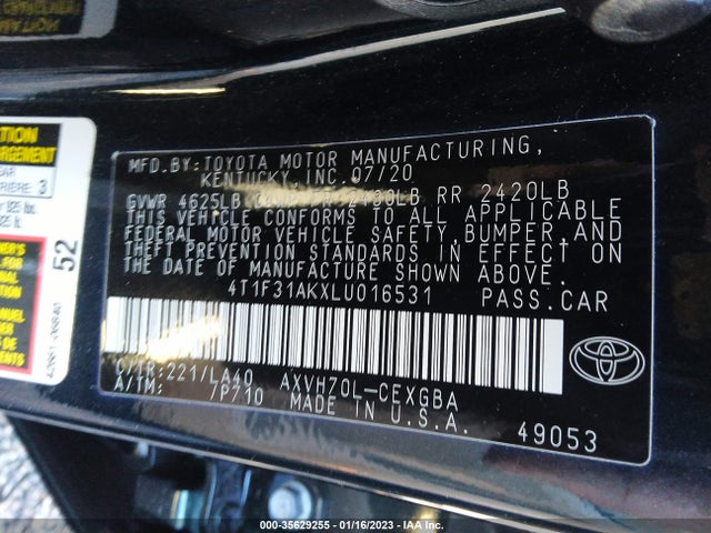 2020 Toyota Camry, VIN: 4T1F31AKXLU016531
