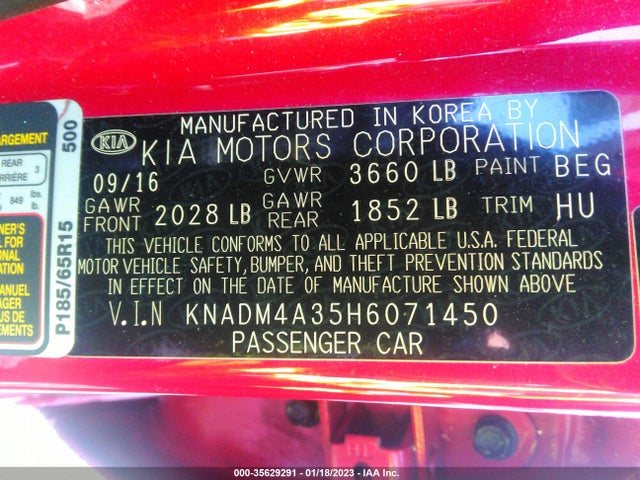 2017 Kia Rio, VIN: KNADM4A35H6071450