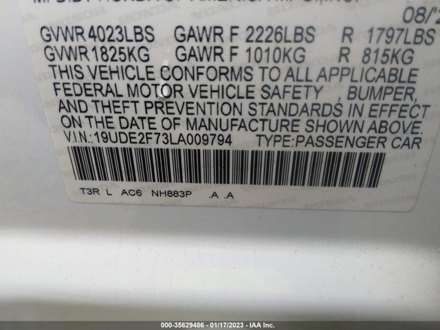 2020 Acura ILX, VIN: 19UDE2F73LA009794