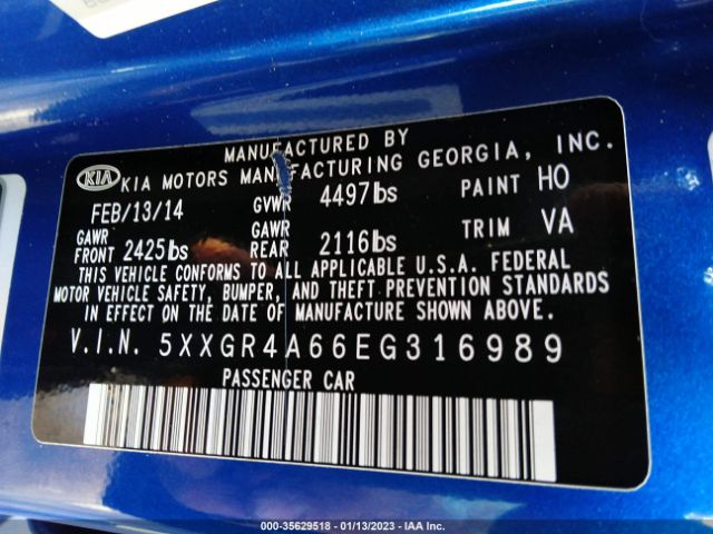 5XXGR4A66EG316989 KIA Optima
