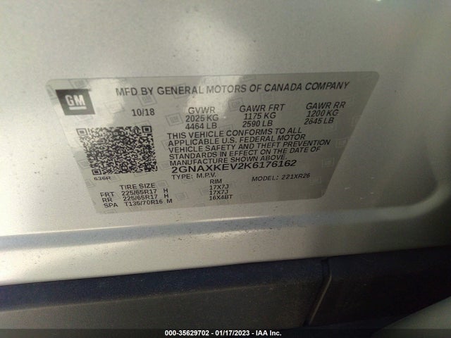 Chevrolet EQUINOX LT 2019 2GNAXKEV2K6176162 Image 9