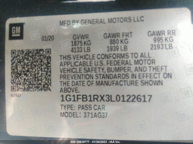2020 Chevrolet Camaro, VIN: 1G1FB1RX3L0122617