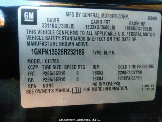 1GKFK13528R232189 GMC YUKON HYBRID