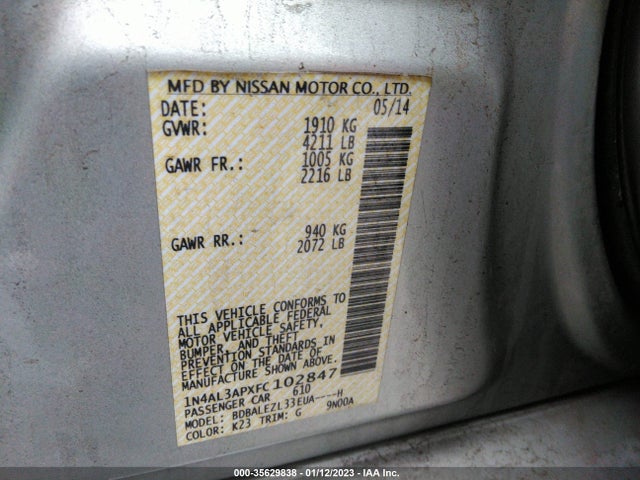 2015 Nissan Altima, VIN: 1N4AL3APXFC102847