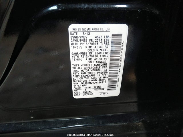 2013 NISSAN ROGUE S VIN: JN8AS5MV0DW136928