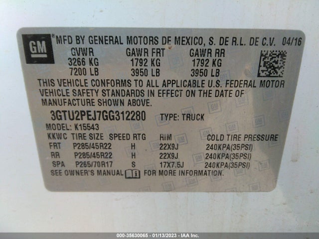 GMC Sierra 1500 Denali 2016 3GTU2PEJ7GG312280 Image 9