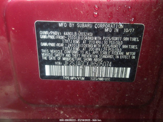 2018 Subaru Forester, VIN: JF2SJAGCXJH505074