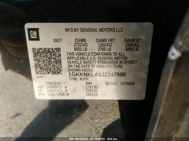 1GKKNKLA1JZ147990 GMC ACADIA SLE