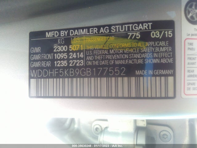 2016 Mercedes-Benz E-Class, VIN: WDDHF5KB9GB177552