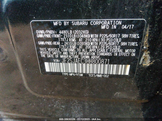 Subaru Forester Premium 2017 JF2SJAEC3HH800871 Image 10