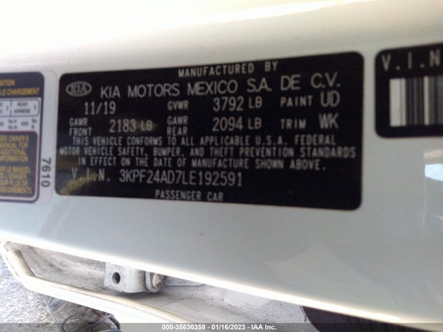 2020 Kia Forte, VIN: 3KPF24AD7LE192591