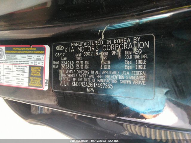 KNDJN2A26H7497365 KIA Soul Base