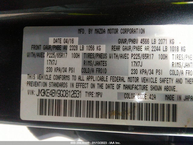 2016 Mazda CX-5, VIN: JM3KE4BY9G0812631