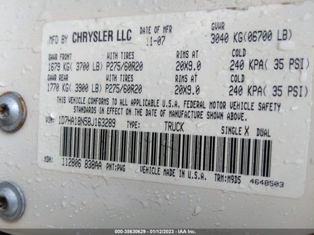 Dodge Ram 1500 Slt 2008 1D7HA18N58J163289 Image 10