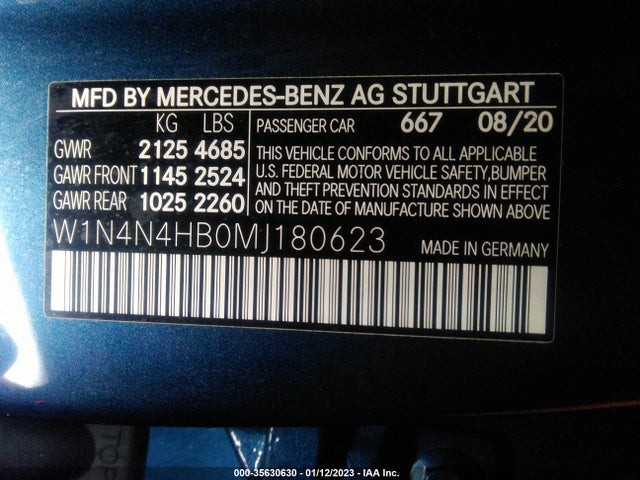 2021 Mercedes-Benz GLA-Class, VIN: W1N4N4HB0MJ180623