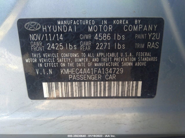 Hyundai SONATA HYBRID 2015 KMHEC4A41FA134729 Image 10
