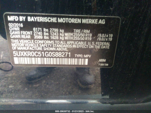 BMW X5 Xdrive35i 2016 5UXKR0C51G0S88271 Image 10