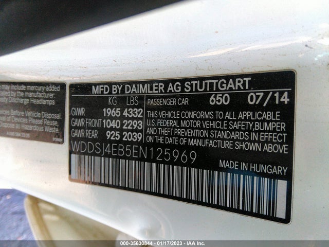 2014 MERCEDES-BENZ CLA-CLASS CLA 250 VIN: WDDSJ4EB5EN125969