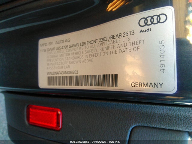 Audi A4 2019 WAUDNAF43KN006252 Image 10