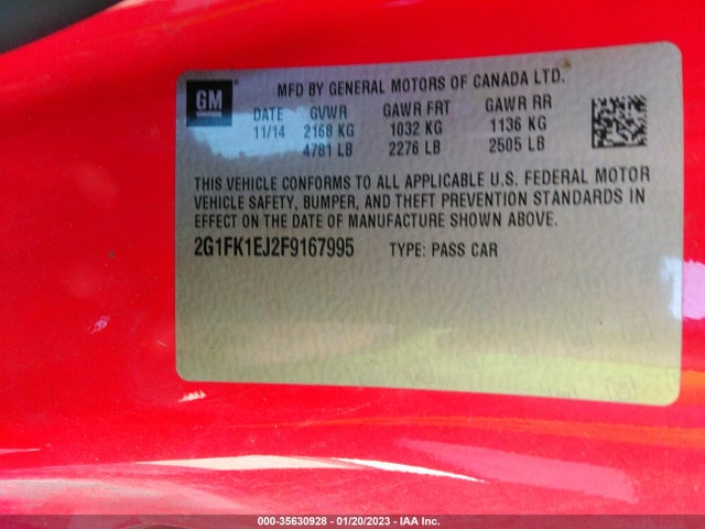2015 Chevrolet Camaro, VIN: 2G1FK1EJ2F9167995