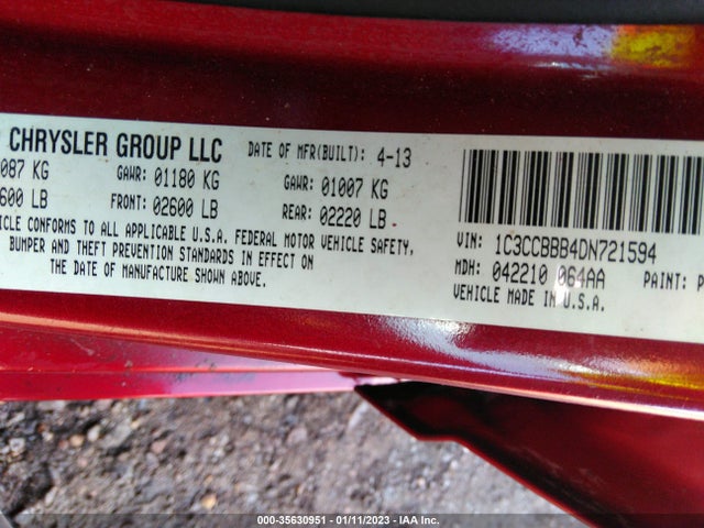 2013 CHRYSLER 200 TOURING VIN: 1C3CCBBB4DN721594