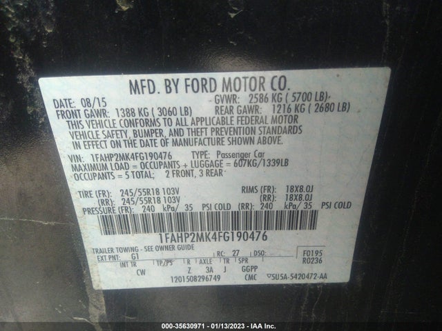 Ford SEDAN POLICE INTERCEPTOR 2015 1FAHP2MK4FG190476 Image 10