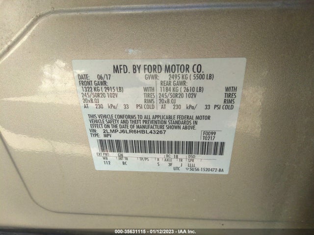 Lincoln Mkx Reserve 2017 2LMPJ6LR6HBL43267 Image 10