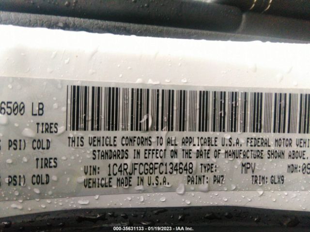 1C4RJFCG8FC134648 Jeep Grand Cherokee Overland