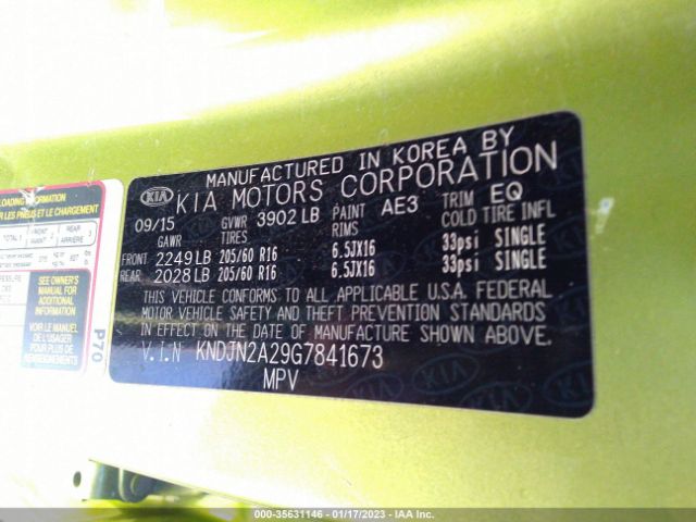 KNDJN2A29G7841673 KIA Soul Base
