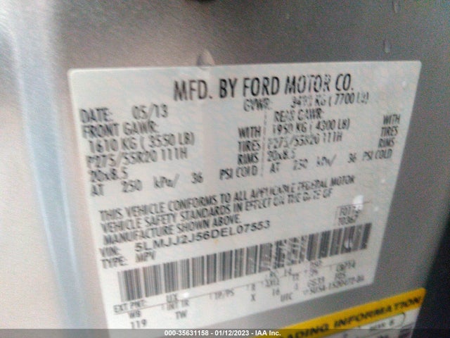 Lincoln Navigator 2013 5LMJJ2J56DEL07553 Image 9