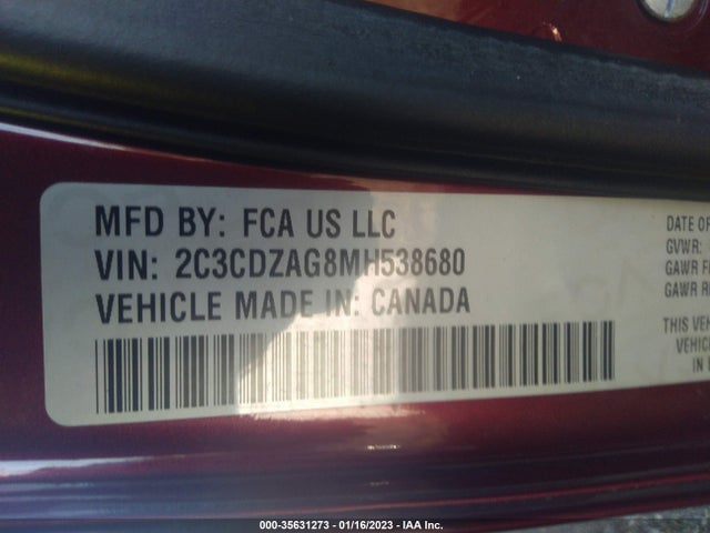 Dodge Challenger Sxt 2021 2C3CDZAG8MH538680 Image 9
