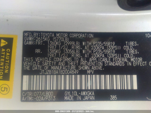 Lexus RX 450H 2011 JTJZB1BA1B2004849 Image 10