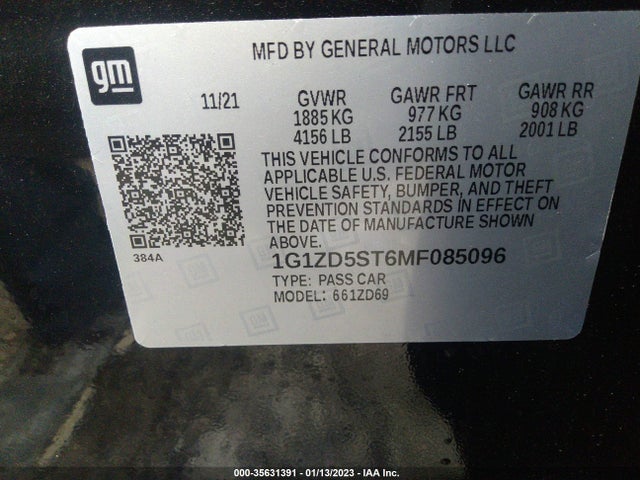 Chevrolet MALIBU LT 2021 1G1ZD5ST6MF085096 Image 9