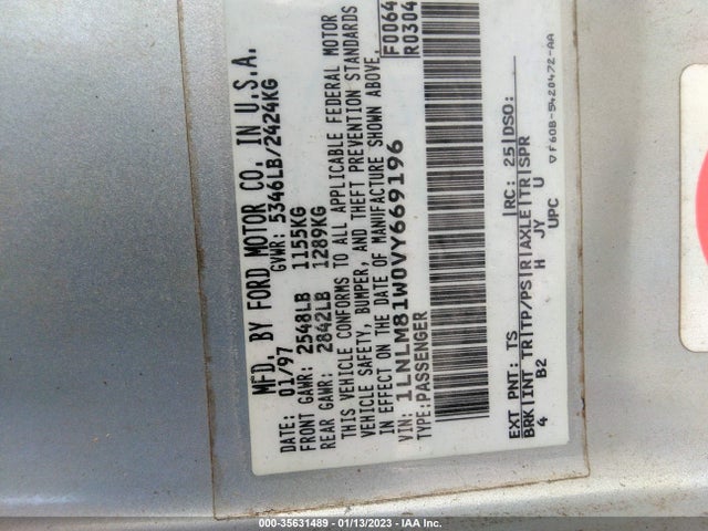 Lincoln Town Car 1997 1LNLM81W0VY669196 Image 10