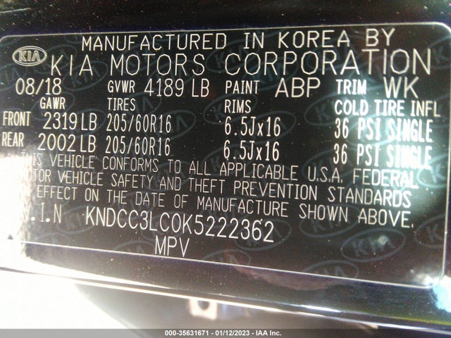 2019 Kia Niro, VIN: KNDCC3LC0K5222362