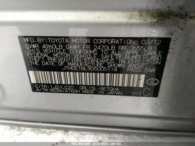 JTHCE1BL9D5005118 Lexus GS 350