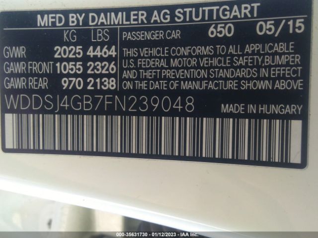 WDDSJ4GB7FN239048 Mercedes-Benz Cla-class Cla 250