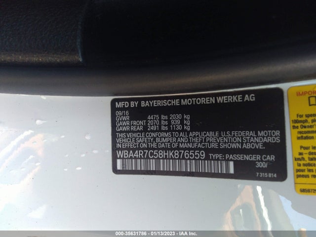 2017 BMW 4 Series, VIN: WBA4R7C58HK876559