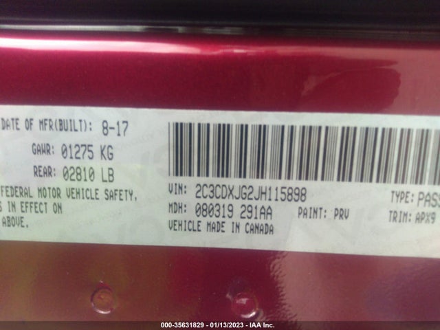 2018 Dodge Charger, VIN: 2C3CDXJG2JH115898