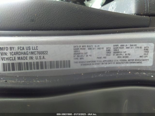 1C4RDHAG1MC760822 Dodge Durango Sxt Plus