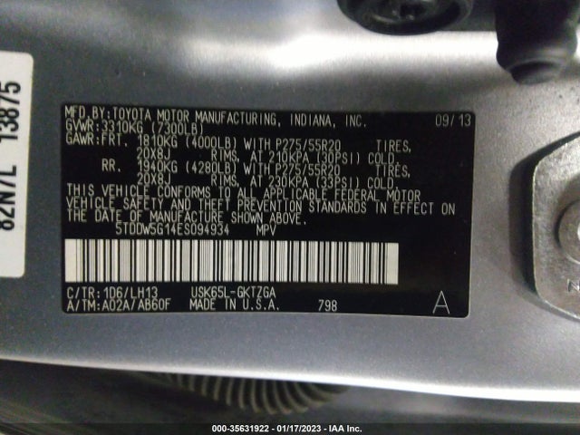 2014 Toyota Sequoia, VIN: 5TDDW5G14ES094934