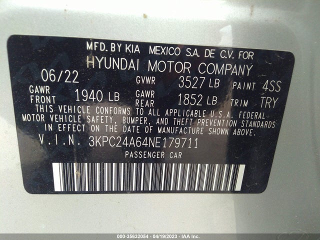 Hyundai ACCENT SE 2022 3KPC24A64NE179711 Image 9