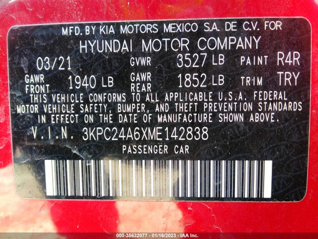 Hyundai Accent Sel 2021 3KPC24A6XME142838 Image 11