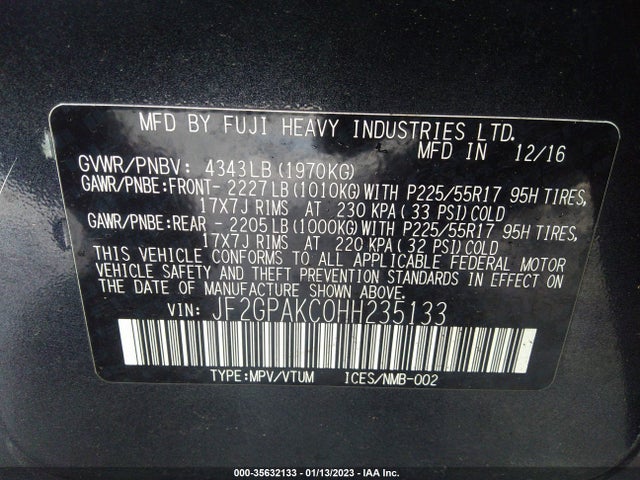 2017 Subaru Crosstrek, VIN: JF2GPAKC0HH235133