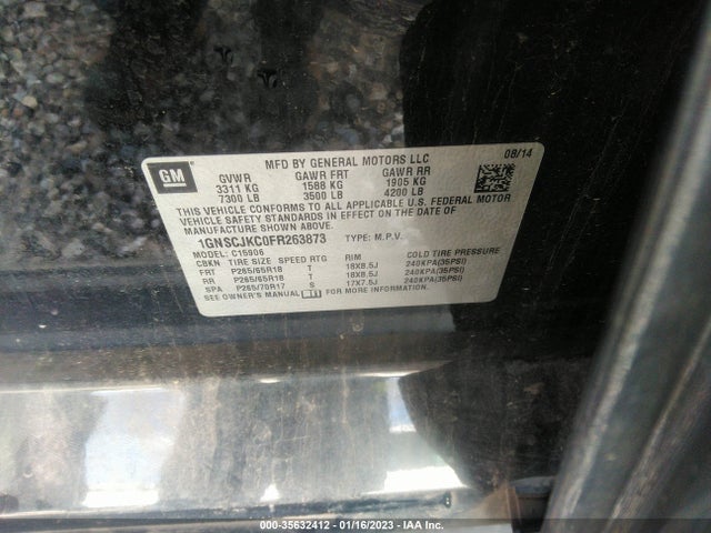 Chevrolet Suburban Lt 2015 1GNSCJKC0FR263873 Image 14