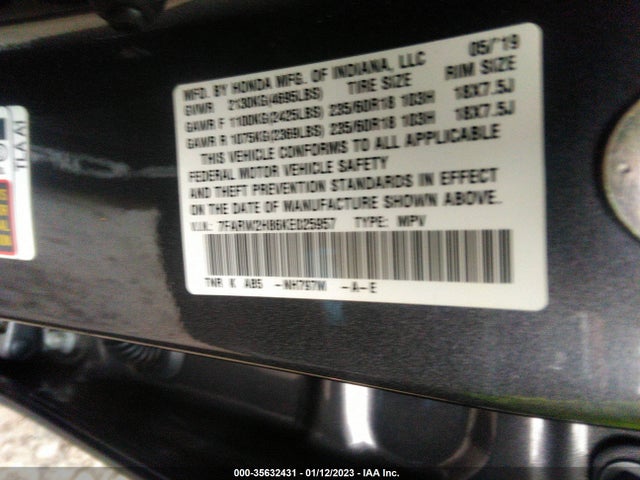 2019 Honda CR-V, VIN: 7FARW2H86KE025957