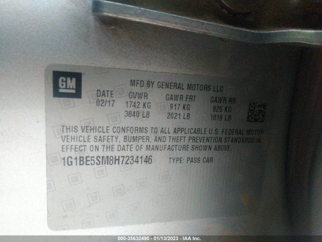 Chevrolet CRUZE LT 2017 1G1BE5SM8H7234146 Image 9